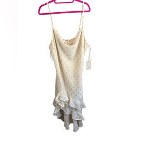 NWT HER Destiny Woman Ruffle High Low Hem Slip Midi Dress Polka Dot 2X Party